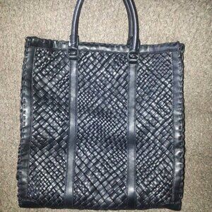 FALOR Falorni La Borse ITALY Hand Woven Black F2150 Leather Tote-RARE MODEL-NWT